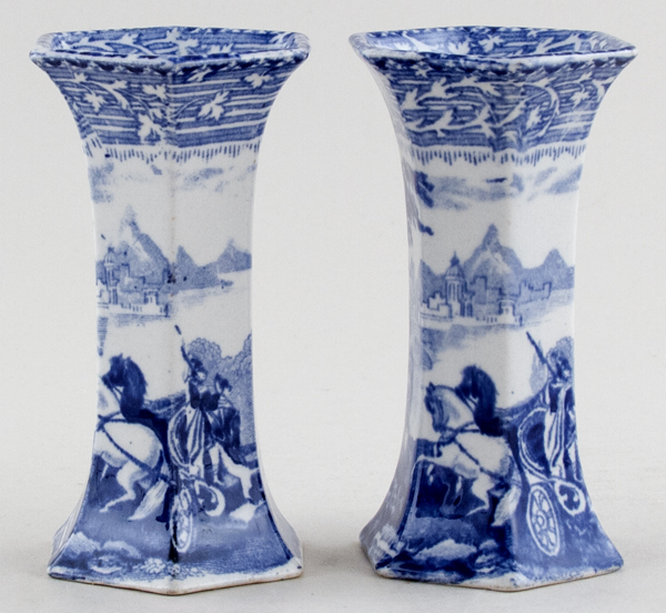 Vases pair of small hexagonal c1900